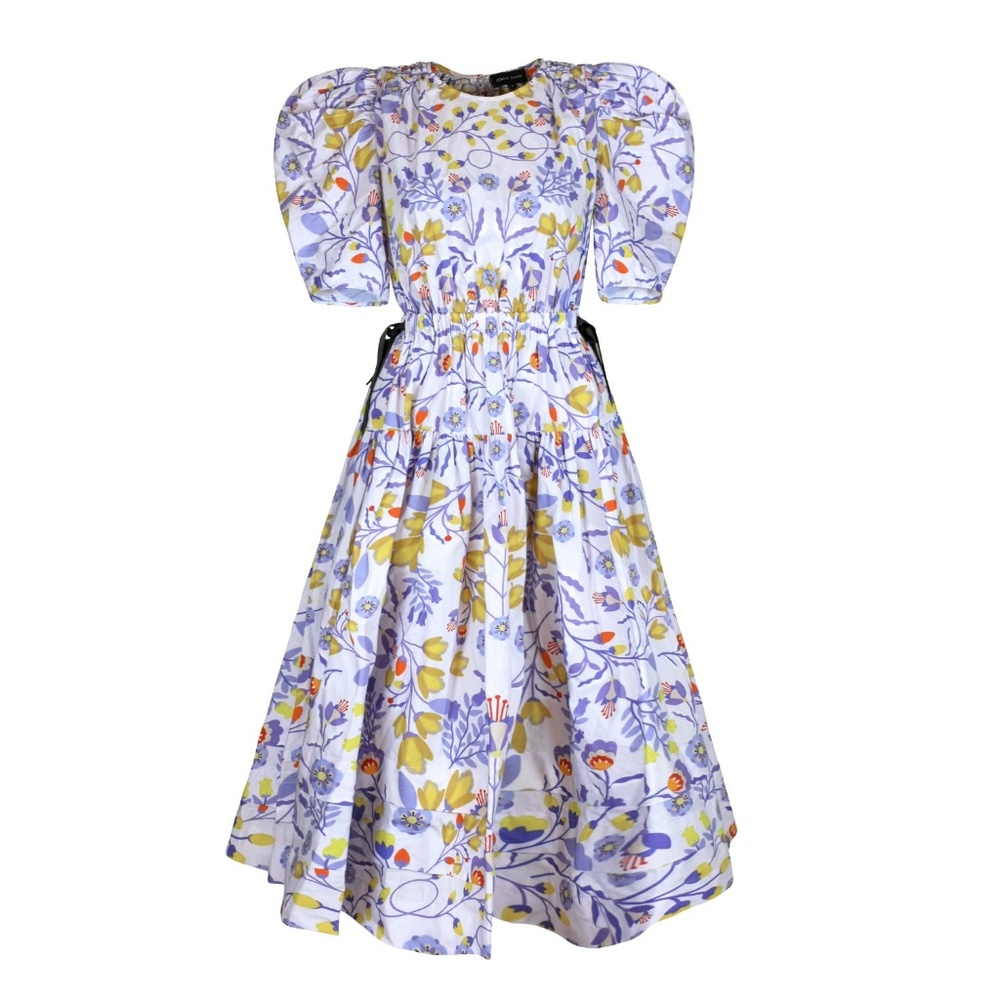 Jessie Zhao Purple Floral Cotton Midi Dress size 4 NWT $269 - Picture 7 of 13